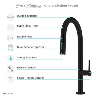 Chalet Single Handle, Pull-Down Kitchen Faucet in Matte Black