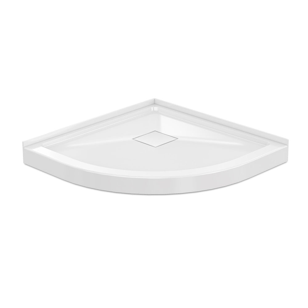 Marquette 36" x 36" Round Corner Double-Threshold Shower Pan Base with Center Drain in Glossy White