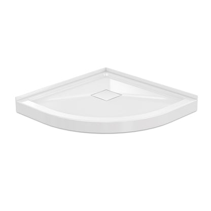 Marquette 36" x 36" Round Corner Double-Threshold Shower Pan Base with Center Drain in Glossy White