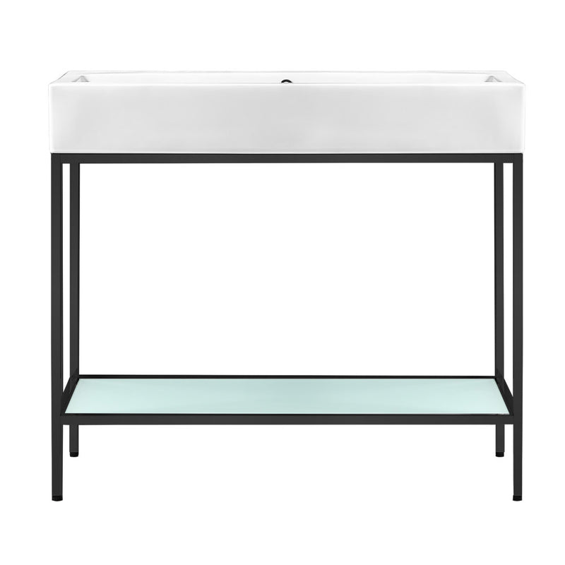 Pierre 40 Single, Freestanding, Open Shelf, Matte Black Metal Frame Bathroom Vanity