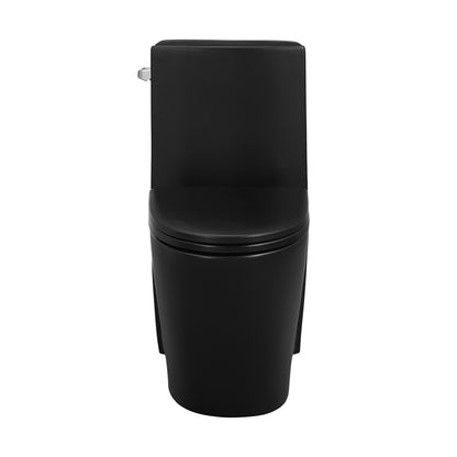 St. Tropez One-Piece Elongated Toilet Left Side Vortex Flush Handle in Matte Black 1.28 gpf