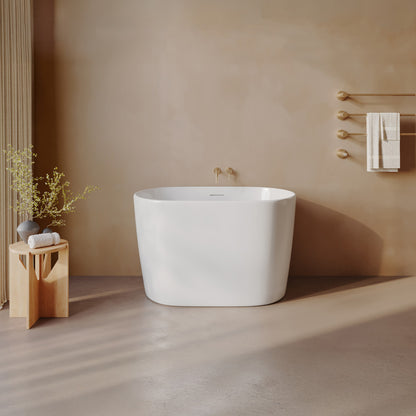 Claire 43" Japanese Soaking Freestanding Bathtub in Glossy White, Drain Included