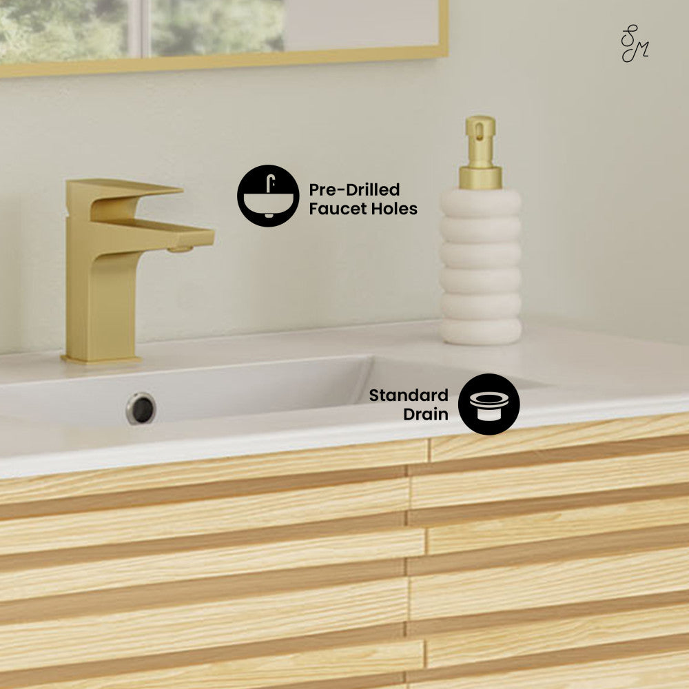 Cascade 30" Freestanding Bathroom Vanity in Natural Oak with Sink Top