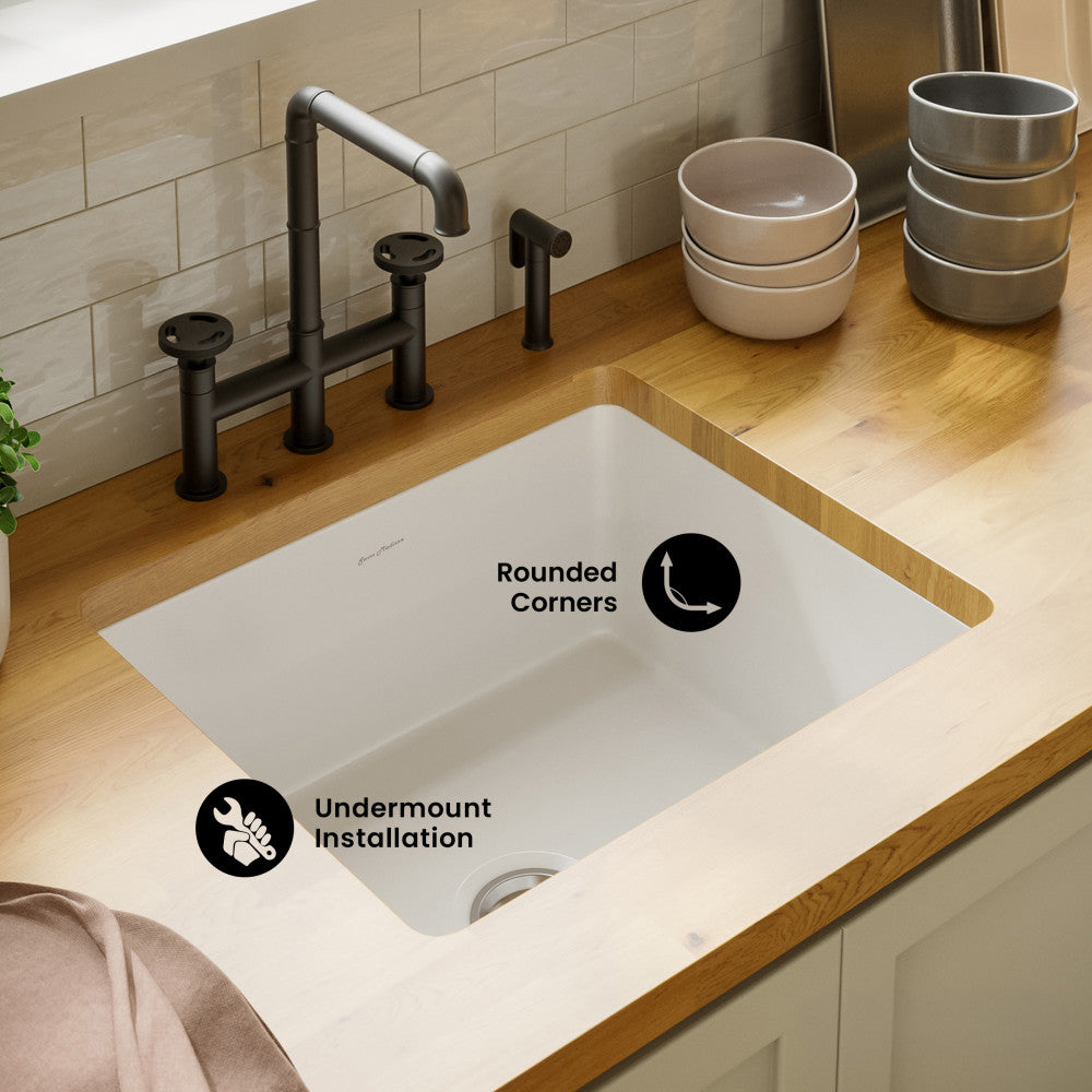 Rochelle 24 x 18 ceramic single basin, drop-in/undermount kitchen sink