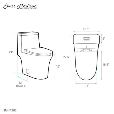 Hugo One Piece Elongated Dual Flush Toilet 1.1 / 1.6 gpf