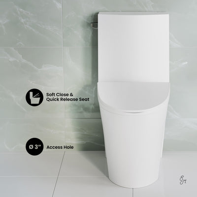 St. Tropez One-Piece 14" Rough-in 1.28 GPF Left Flush Elongated Toilet in Glossy White