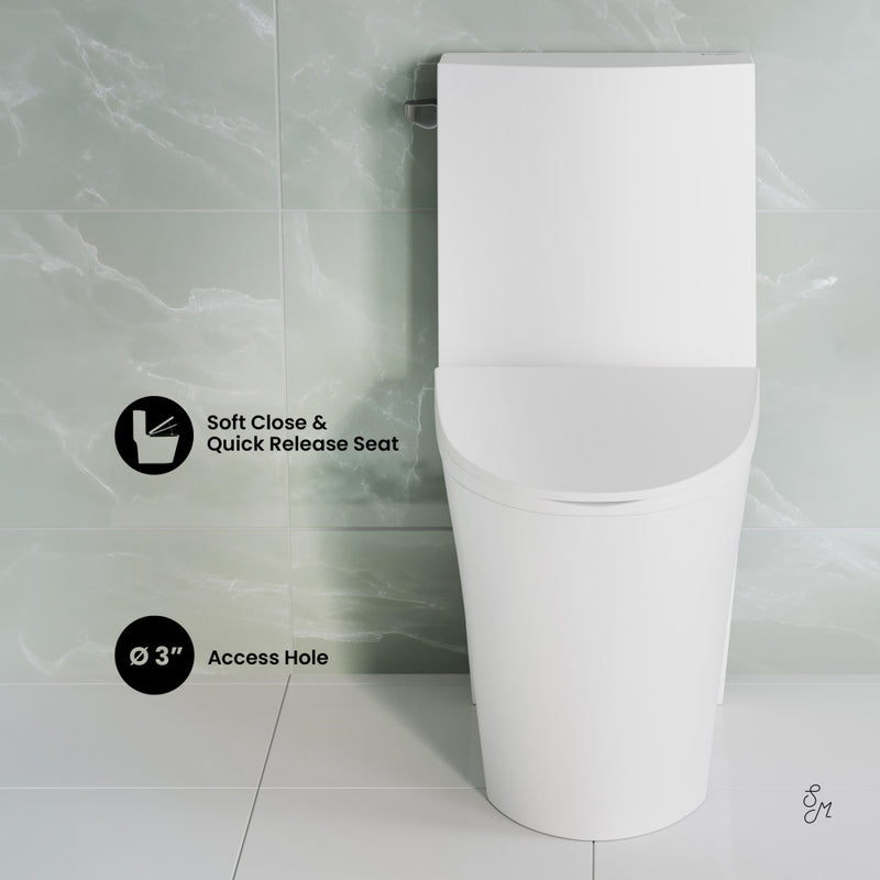 St. Tropez One-Piece 14" Rough-in 1.28 GPF Left Flush Elongated Toilet in Glossy White