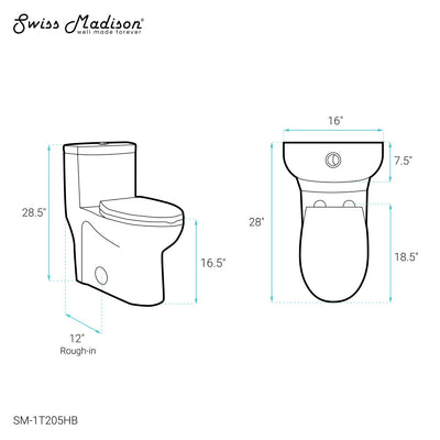 Sublime One Piece Elongated Toilet Dual Flush, Black Hardware 1.1/1.6 gpf