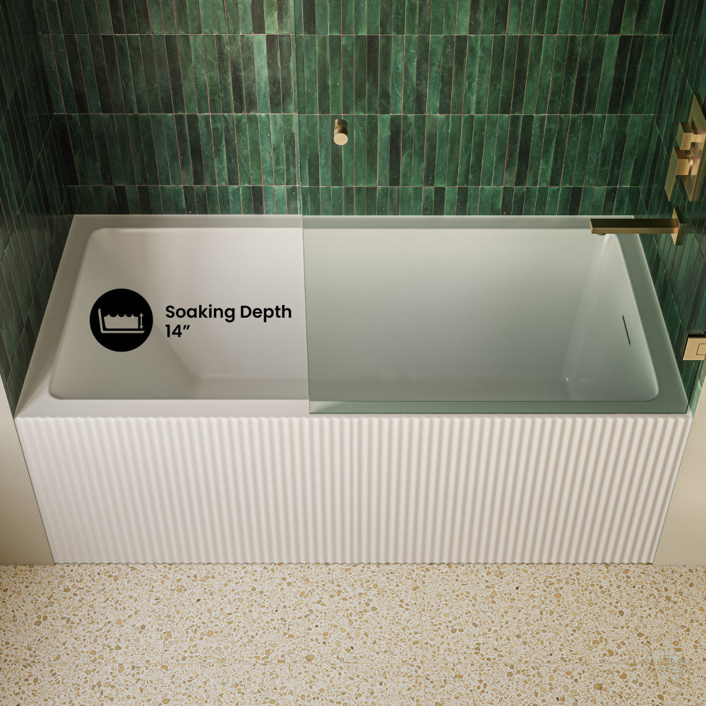 Lafayette 60 x 30 Skirted Right Drain Soaking Apron Bathtub in Glossy White with Integrated Overflow and Drain