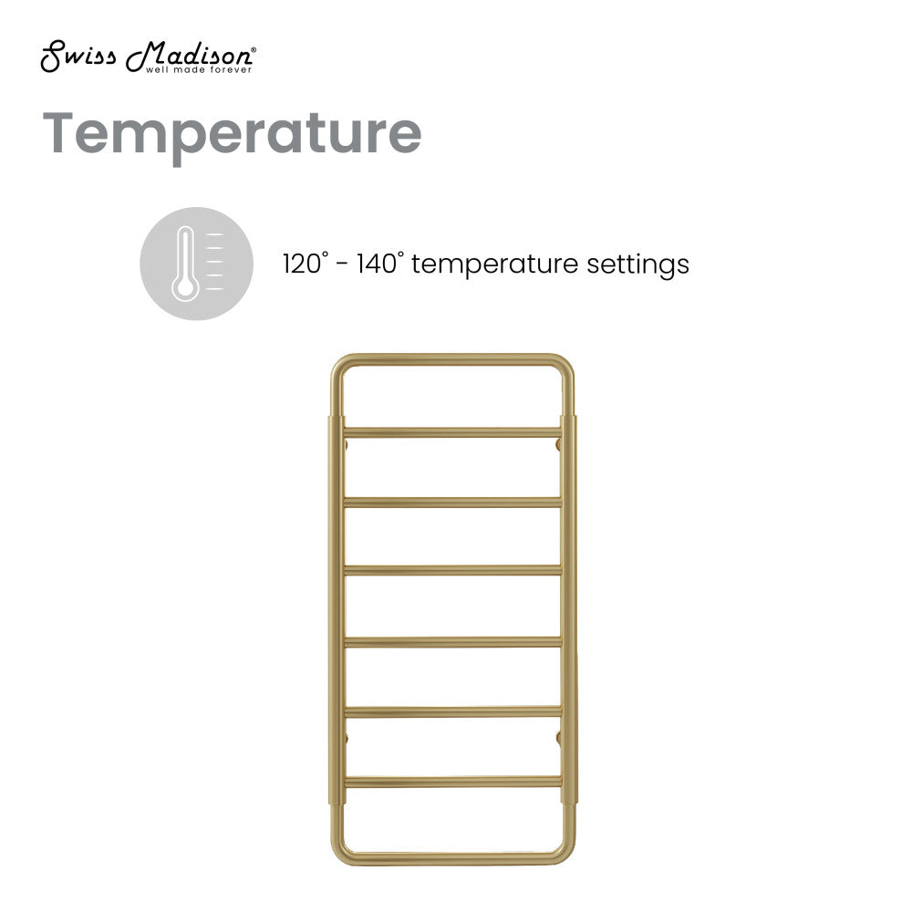 Ivy 8-Bar Electric Towel Warmer in Brushed Gold – Swiss Madison