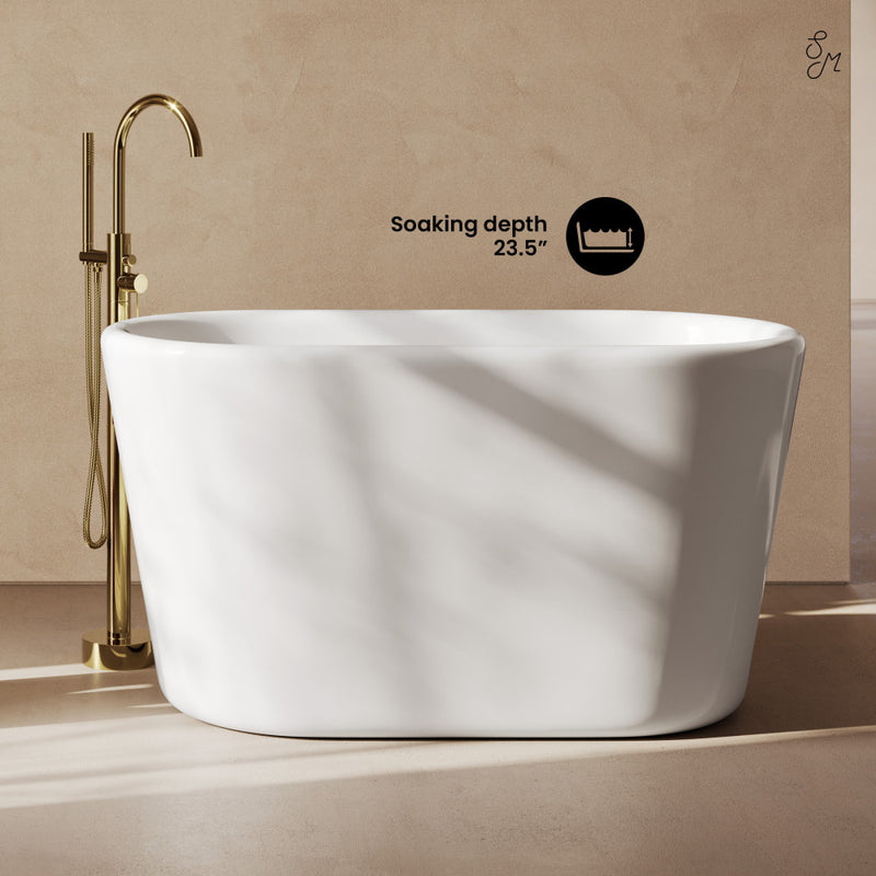 Nanterre 51" Japanese Soaking Freestanding Bathtub in Glossy White, Drain Included