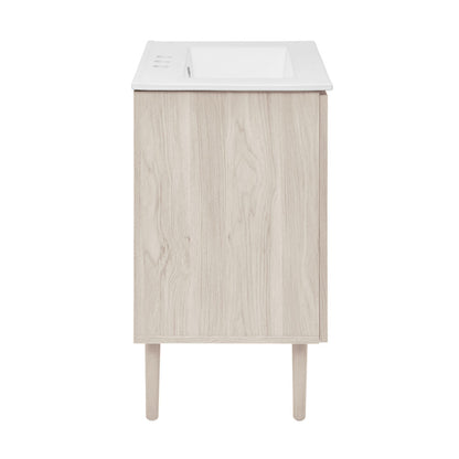 Bron 24" Freestanding Bathroom Vanity in White Oak with 3-Hole Centerset Sink Top