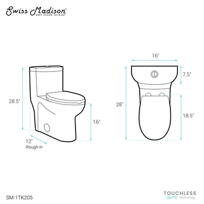 Sublime One Piece Elongated Toilet with Touchless Retrofit Dual Flush 1.1/1.6 gpf