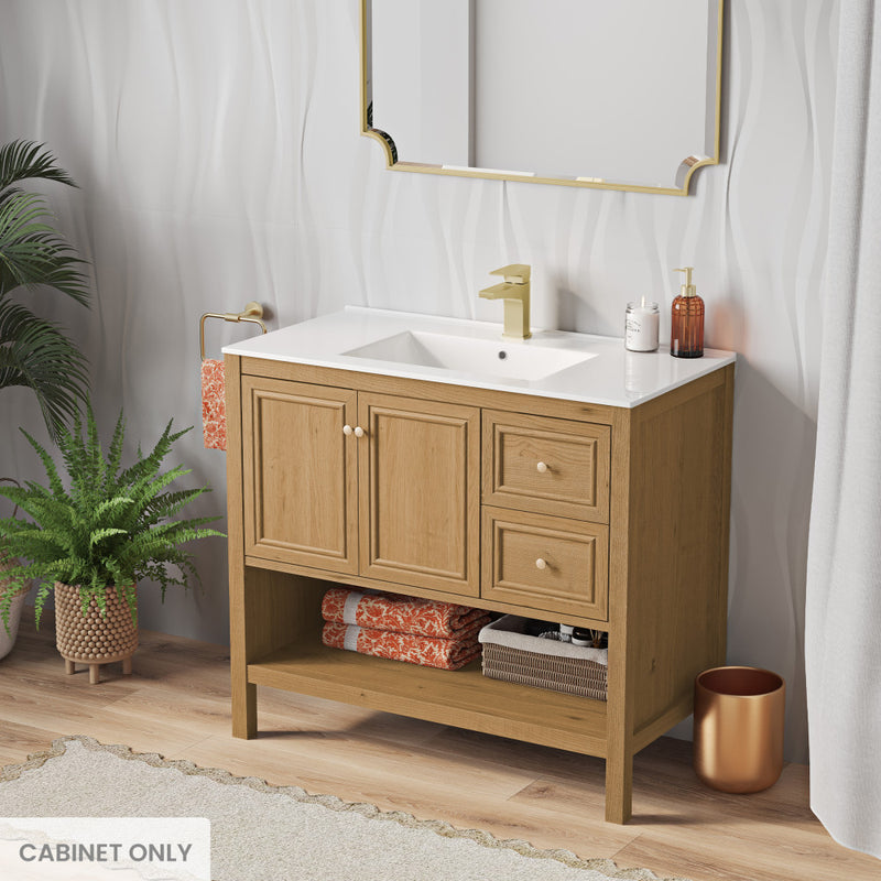 Château 36" Freestanding Bathroom Vanity Cabinet without Top in Golden Oak