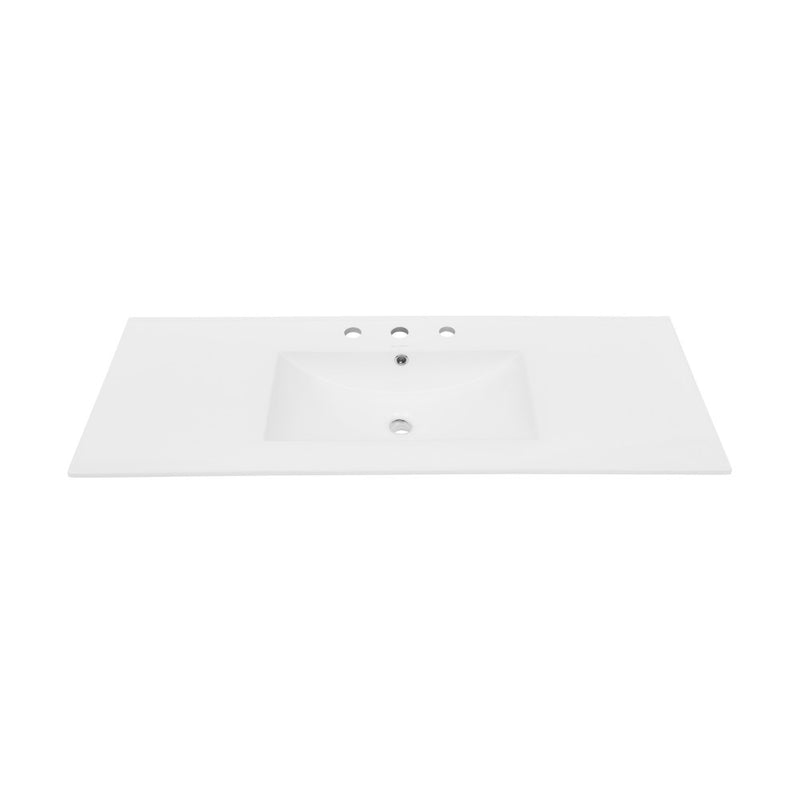 48" 3-Hole Widespread Vanity Sink Top in Glossy White