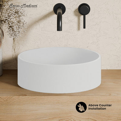 Lisse 14.5" Concrete Round Vessel Sink in Matte White