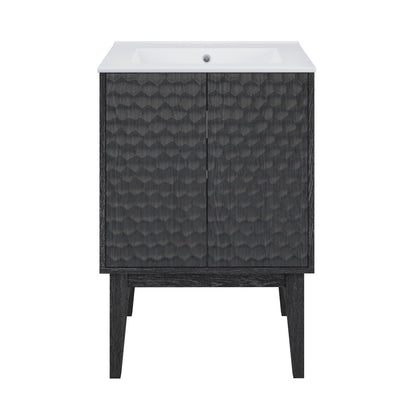 Bosse 24" Freestanding Bathroom Vanity in Black Oak with 3-Hole Centerset Sink Top