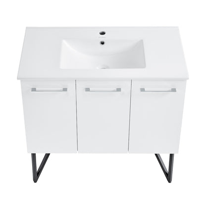 Annecy 36" Freestanding Bathroom Vanity in White with Sink Top