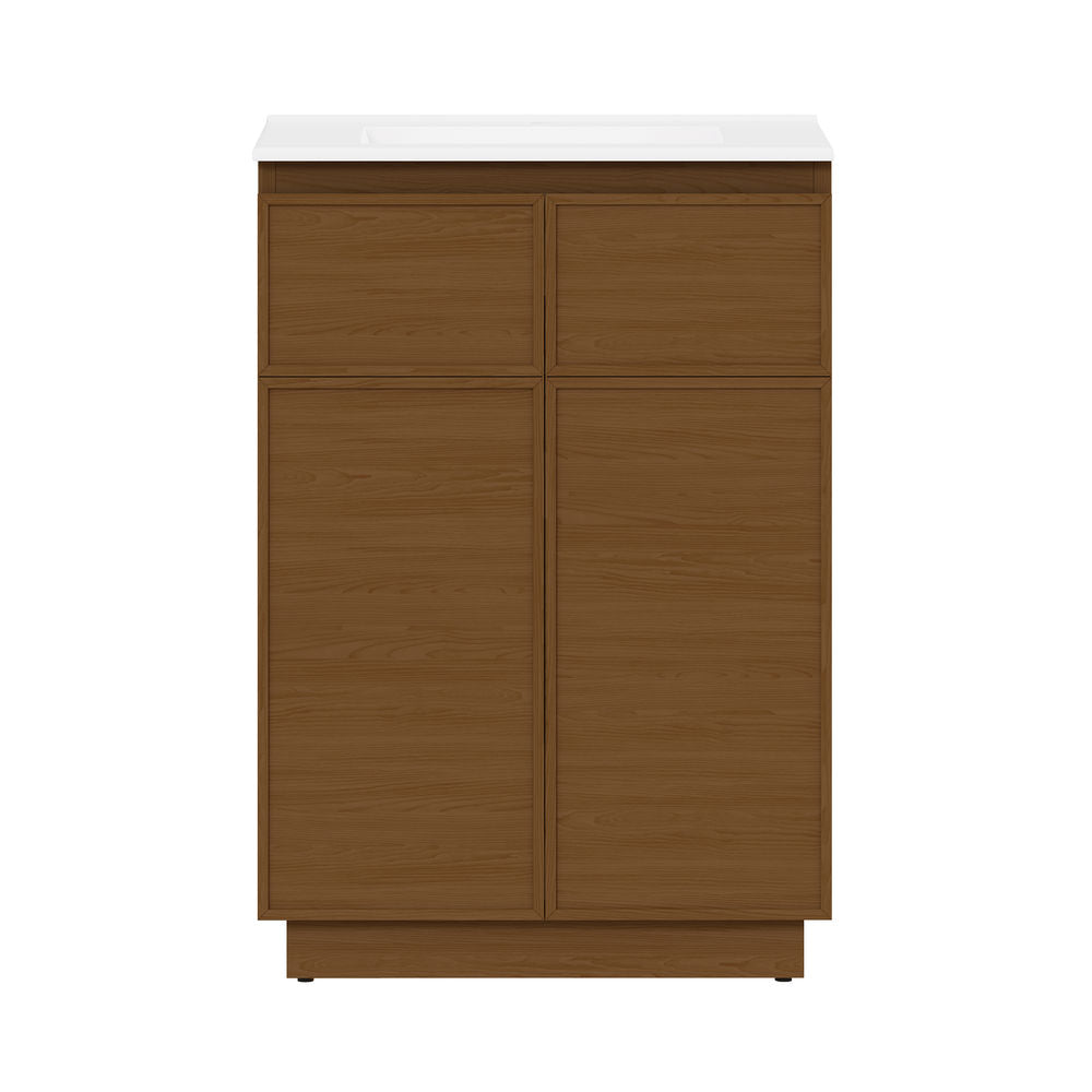 St. Tropez 24" Freestanding Bathroom Vanity in Brown Oak with Sink Top