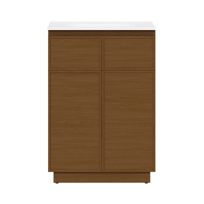 St. Tropez 24" Freestanding Bathroom Vanity in Brown Oak with Sink Top
