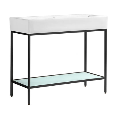 Pierre 40 Single, Freestanding, Open Shelf, Matte Black Metal Frame Bathroom Vanity