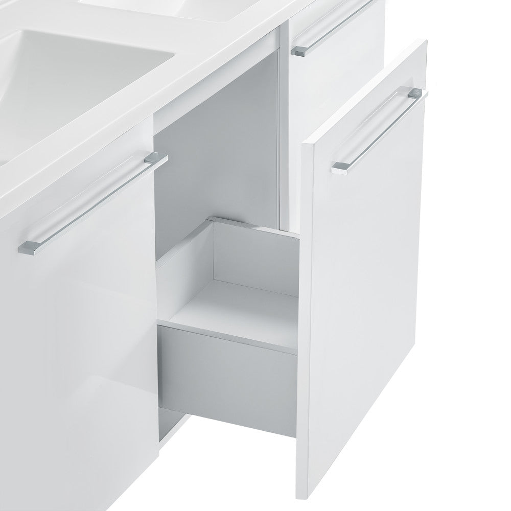 Annecy 60" Freestanding Bathroom Vanity in White with Sink Top
