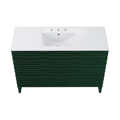 Cascade 48" Freestanding Bathroom Vanity in Green Oak with 3-Hole Widespread Sink Top