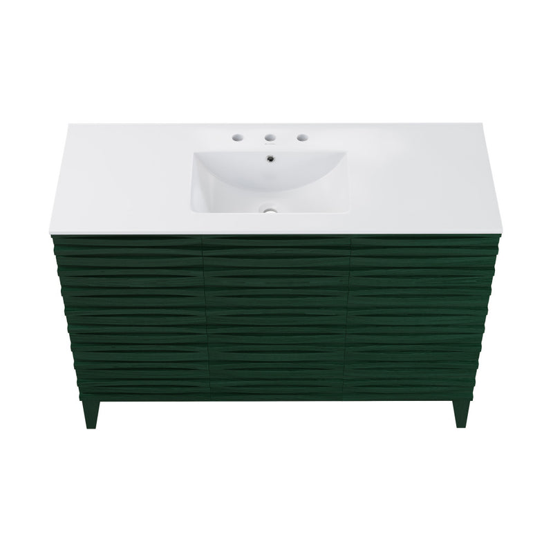 Cascade 48" Freestanding Bathroom Vanity in Green Oak with 3-Hole Widespread Sink Top