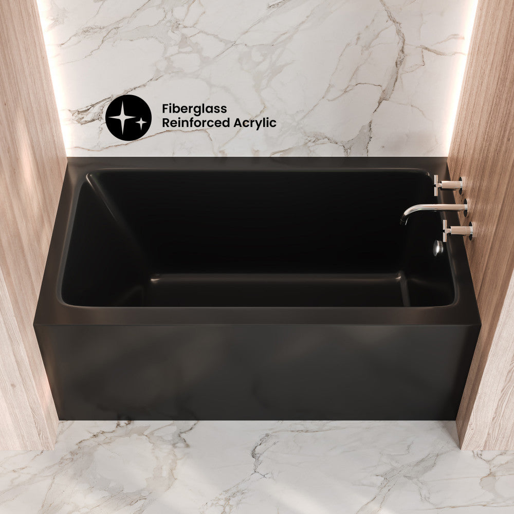 Voltaire 54 x 30 Skirted Right Drain Soaking Apron Bathtub in Glossy Black