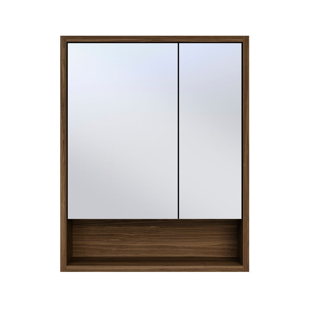 Delice 24 x 30 Rectangular Wall Mount Medicine Cabinet in Walnut with Open Shelf