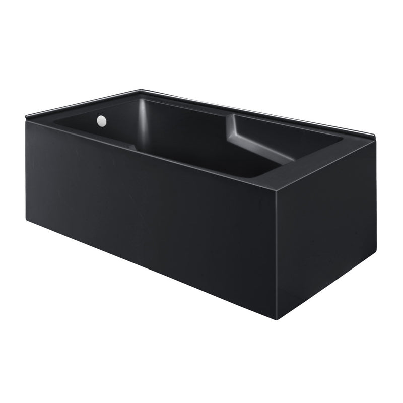 Claire 60 x 32 Left Drain Soaking Alcove Corner Apron Bathtub in Glossy Black