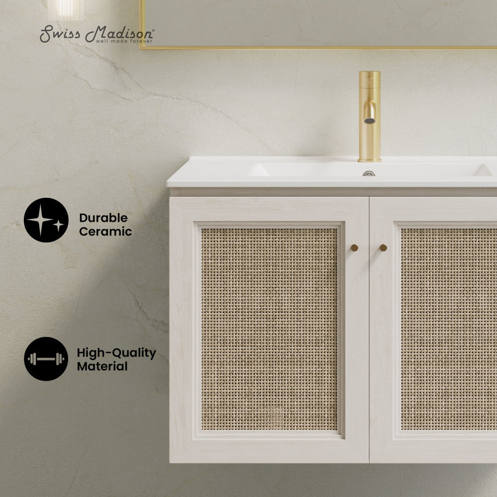 Classe 30" Wall-Mounted Bathroom Vanity in White Oak with Single Faucet Hole Vanity Top