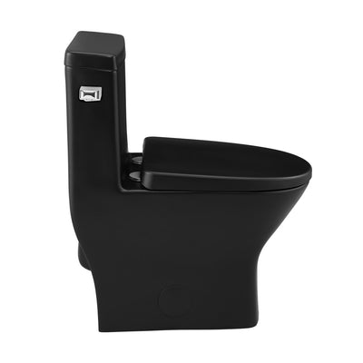 Sublime II One-Piece 12" Rough-in 1.28 GPF Left Flush Round Compact Toilet in Matte Black