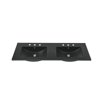 48" Ceramic Vanity Top Double Basins in Matte Black with 3 Holes
