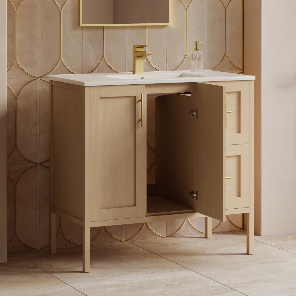 Forme 36" Modular Freestanding Bathroom Vanity with Sink Top in Natural Oak