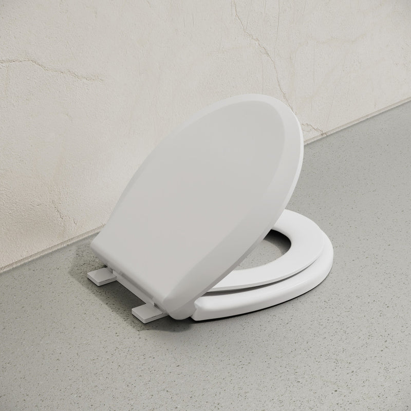 Round Toilet Seat with Toddler Seat Built In, Family Toilet Seat in Glossy White
