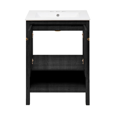 Chateau 24" Freestanding Bathroom Vanity in Black Oak with 3-Hole Centerset Sink Top