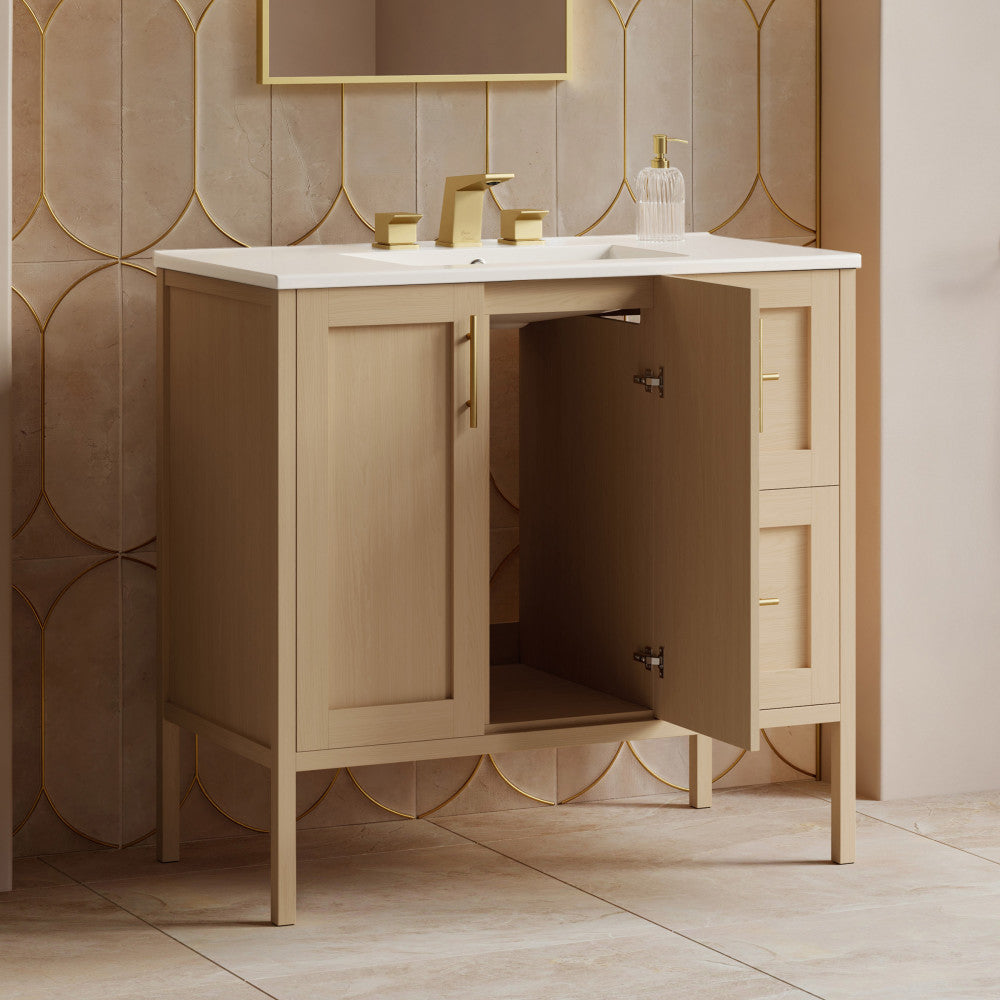 Forme 36" Modular Freestanding Bathroom Vanity with 3-Hole Widespread Top in Natural Oak