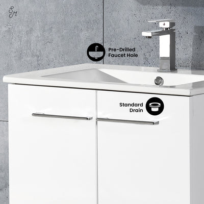 Annecy 24" Freestanding Bathroom Vanity in White with Sink Top