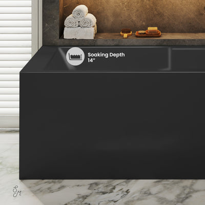 Claire 60 x 32 Right Drain Soaking Alcove Corner Apron Bathtub in Glossy Black