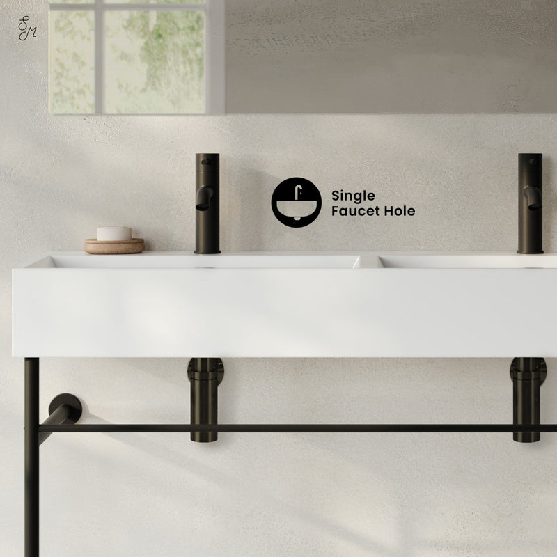 Claire 48" Double Basin Console Sink with Matte Black Legs