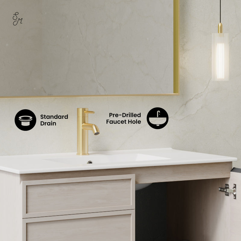 St. Tropez 36" Wall-Mounted Bathroom Vanity in White Oak with Sink Top