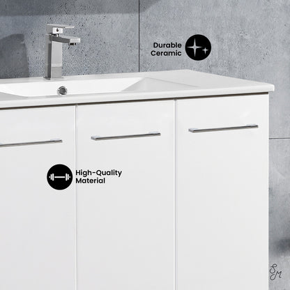 Annecy 36" Freestanding Bathroom Vanity in White with Sink Top