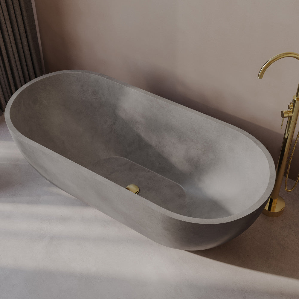 Claire 60" Freestanding Concrete Bathtub in Gray, Drain Included