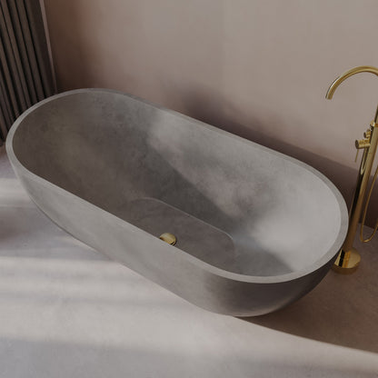 Claire 60" Freestanding Concrete Bathtub in Gray, Drain Included