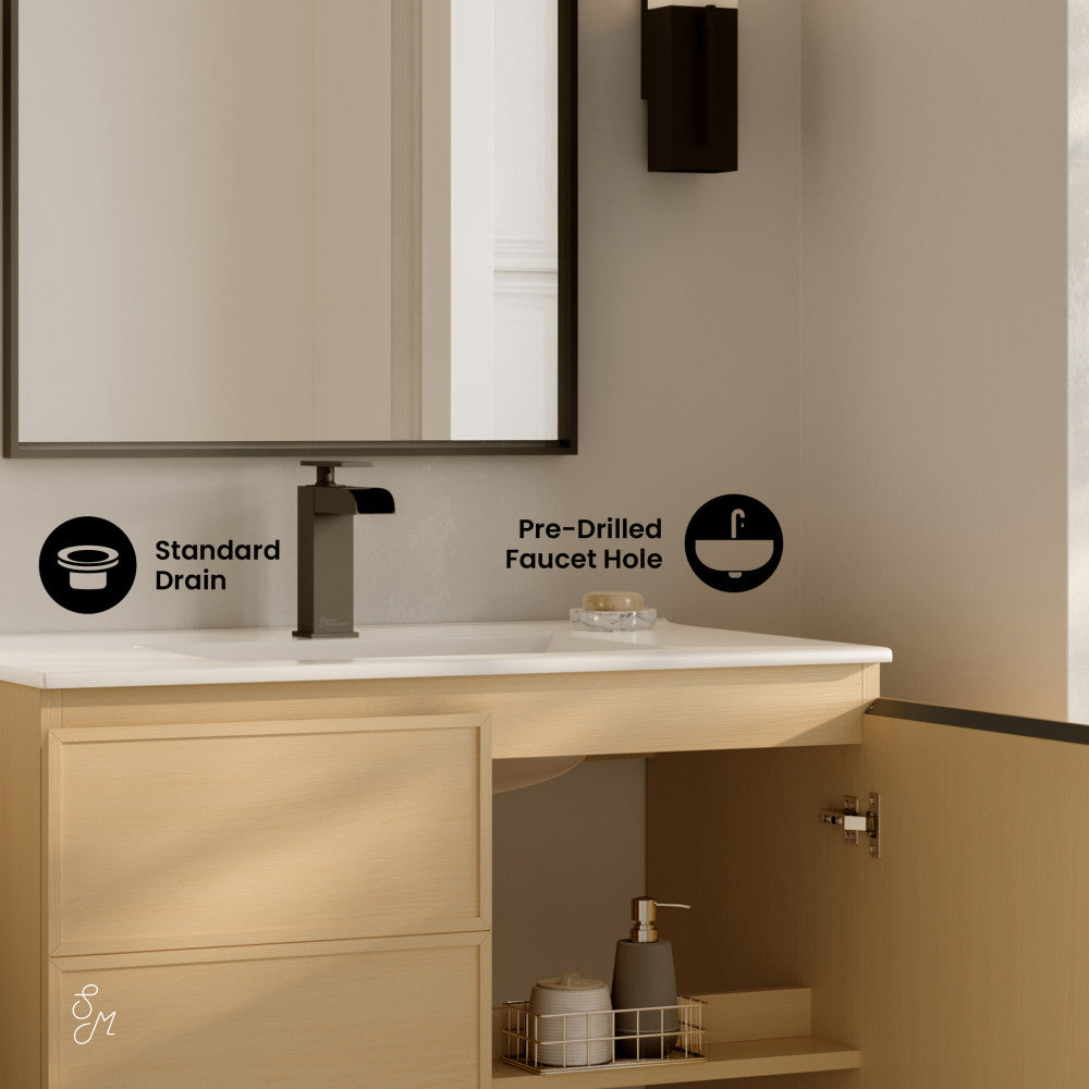 St. Tropez 36" Freestanding Bathroom Vanity in Natural Oak with Sink Top