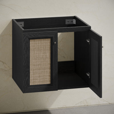 Classe 24" Wall-Mounted Bathroom Vanity in Black Oak without Sink Top