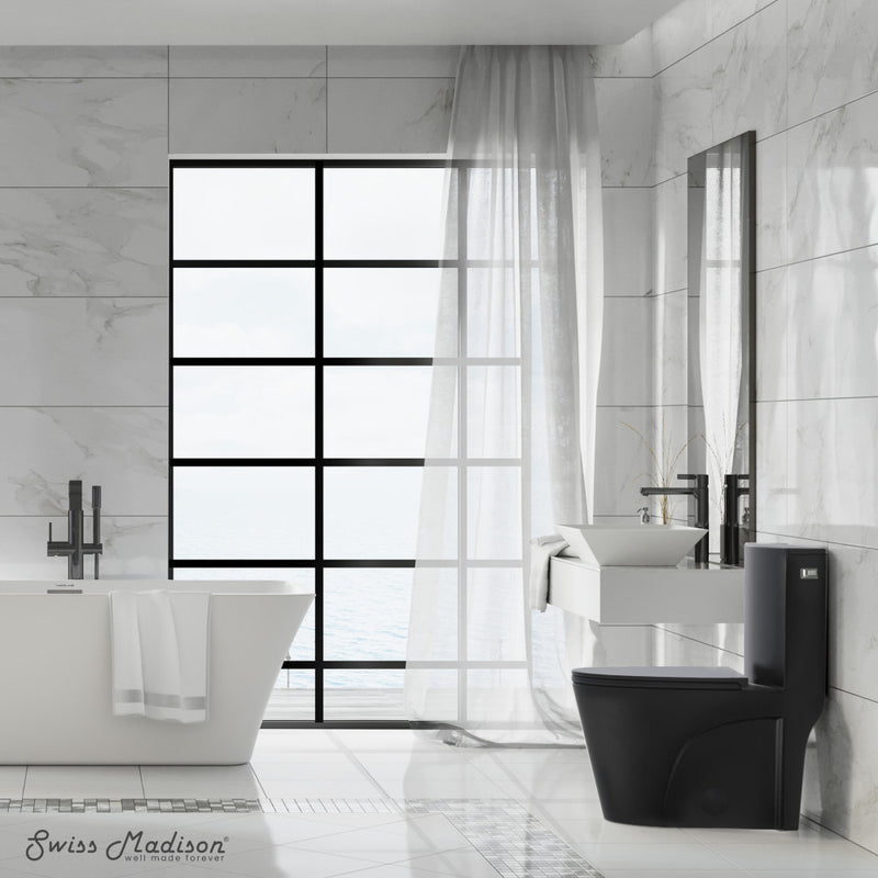 St. Tropez One-Piece 12" Rough-in 1.28 GPF Right-Hand Vortex Flush Elongated Toilet in Matte Black