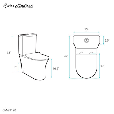 Calice Two-Piece Elongated Rear Outlet Toilet Dual-Flush 1.1/1.6 gpf