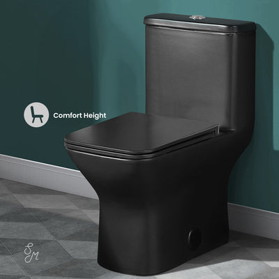 Carre One Piece Square Toilet Dual Flush 1.1/1.6 gpf with 10" Rough-In, Matte Black